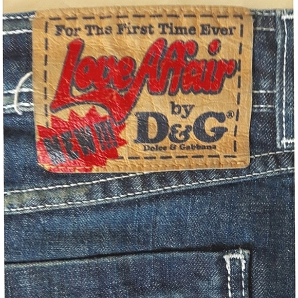 Y2K🔥Dolce & Gabbana❤Love Affair Mini Skirt|Dark Wash Blue Denim - Picture 13 of 14